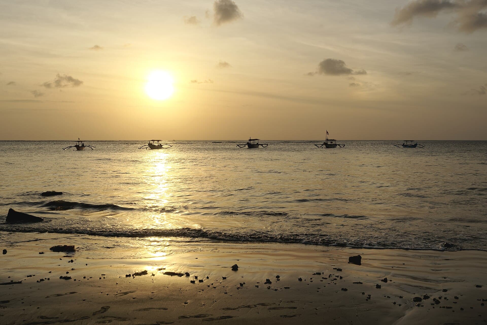 Sunset over the sea in Kuta, Bali